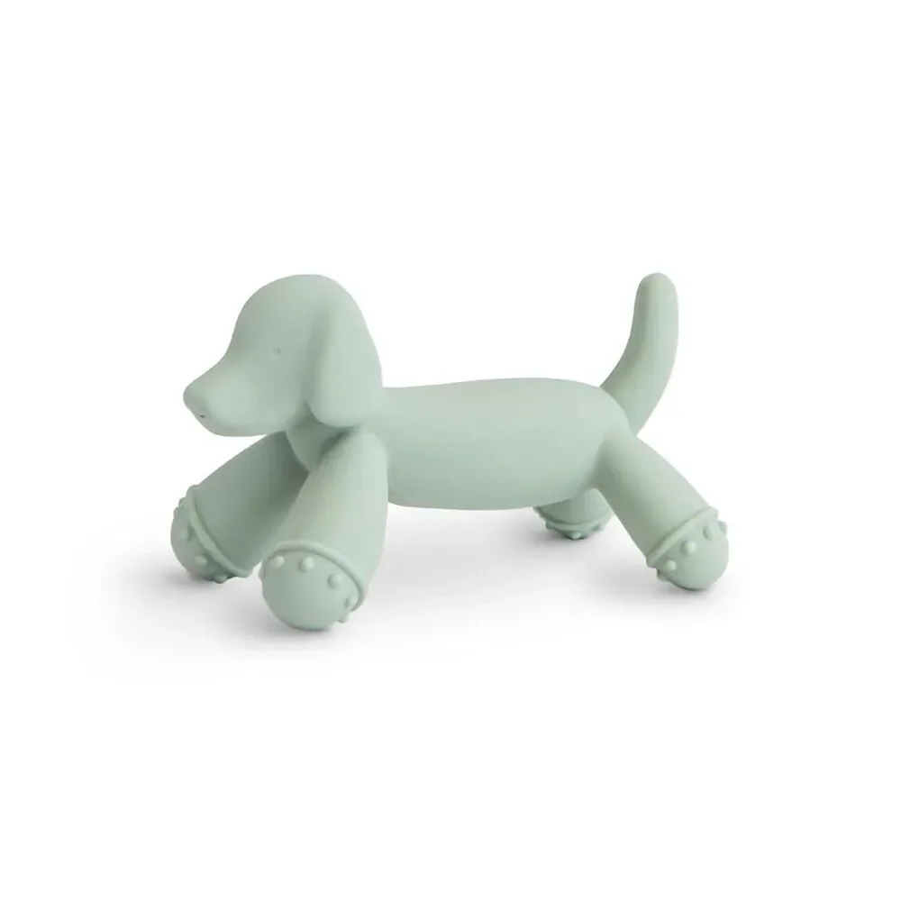 Mushie Silicone Baby Teether Toy Dog Figurine Safe Soothing Chew for Infants